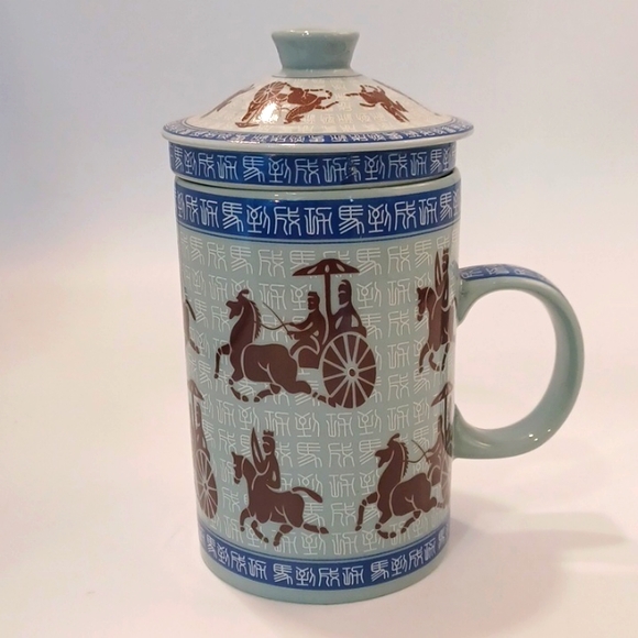 Vintage Asian Chariots Tea Infuser Mug Set - Picture 5 of 11